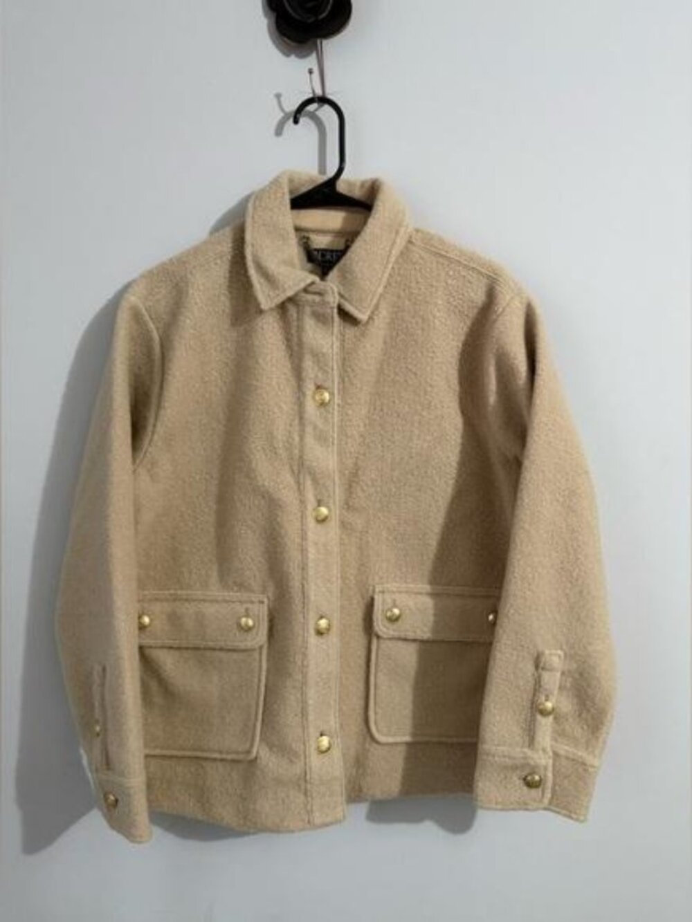 J. Crew Boucle Shirt Jacket with Gold Buttons